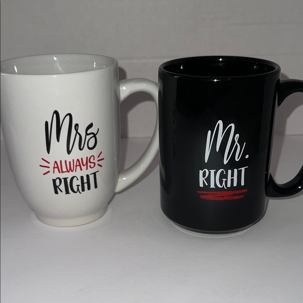 Mr. and Mrs. Right Mug‎ Set - Black and White